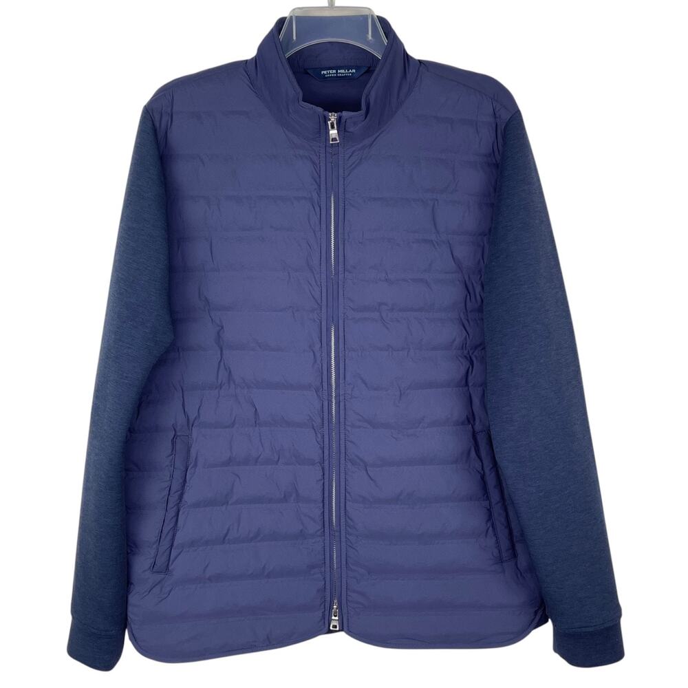 Peter Millar Winsome Hybrid Cardigan Golf Jacket Mens Sz L Blue Navy MF24XZ17
